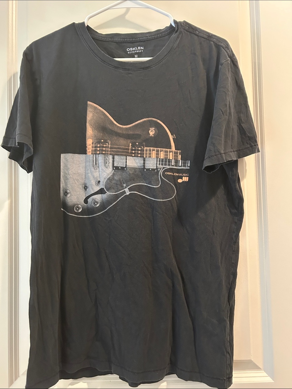 Osklen Vintage Black two-tone Guitar Music Graphic Tee T-Shirt short sleeve M